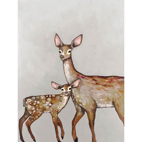 Sweet Doe & Fawn on Stone Canvas Print