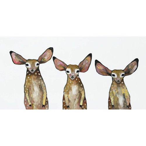 Three Fawns on White Canvas Print