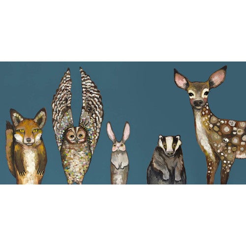 Woodland Pals on Teal Canvas Print