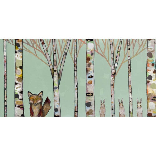 Fox & Bunnies on Mint Canvas Print