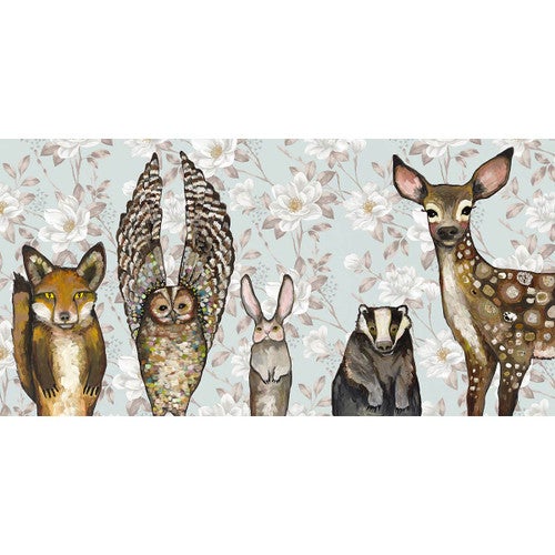 Woodland Pals with Flowers Canvas Print