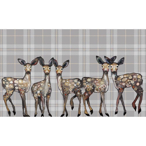 Family of Fawns on Plaid Canvas Print