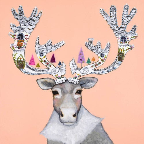Merry Gingerbread Caribou Canvas Print