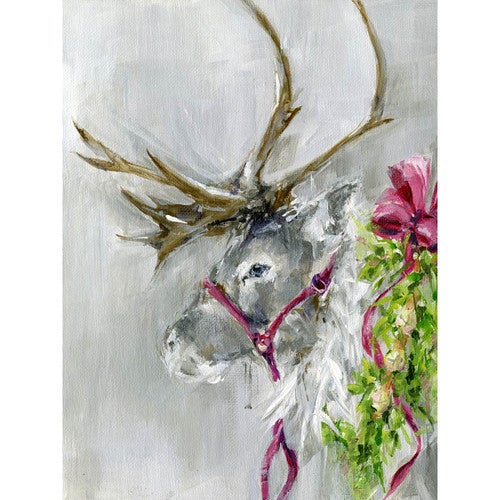 Wreathed Reindeer Canvas Print