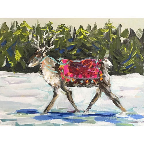 Bright Blanket Reindeer Canvas Print