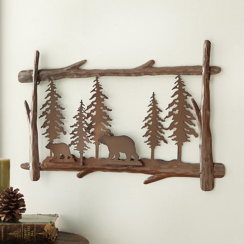 Bear & Tree Metal Wall Art