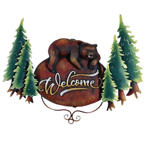 Pinewood Bear Welcome Wall Art