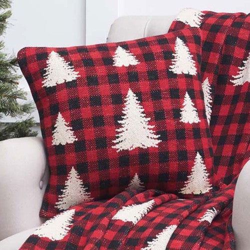 Plaid Forest Trees Pillow