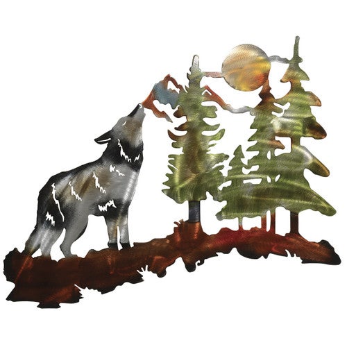 Moonlit Wolf Howl Metal Wall Art