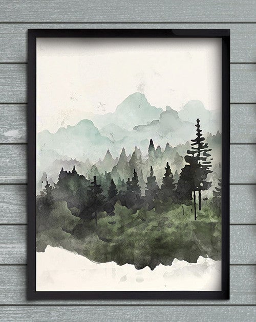 Serene Forest Watercolor Wall Art - 1