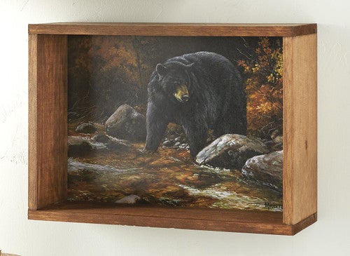 Bear By Stream Floating Wall Shelf