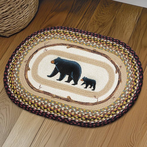 Bear & Cub Braided Oval Rug