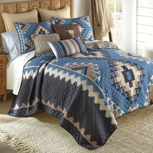 Mojave Blue Quilt Bedding Collection - CLEARANCE