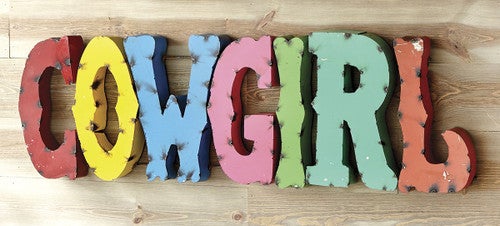 Cowgirl Colorful Metal Art Sign