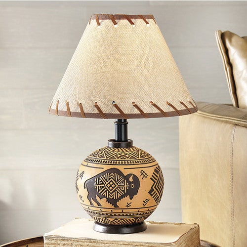 Tribal Buffalo Table Lamp