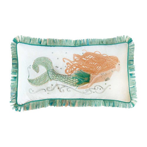Blue Fringe Mermaid Pillow - OVERSTOCK