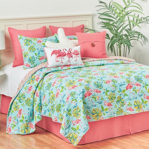 Flamingo Tropics Quilt Bed Set - Twin - OVERSTOCK