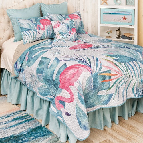 Flamingo Palms Quilt Bed Set - Queen - CLEARANCE