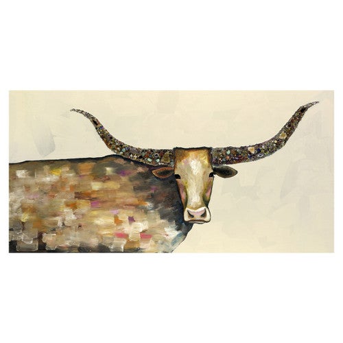 Kaleidoscope Longhorn Neutral Canvas Art - 48 x 24 - OVERSTOCK