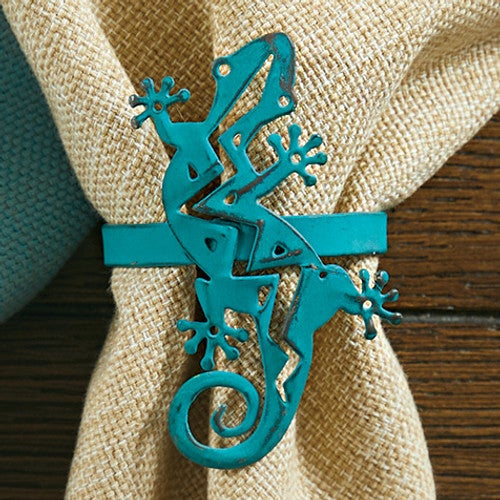Southwest Canyon Turquoise Gecko Napkin Ring - Set of 4 - OVERSTOCK
