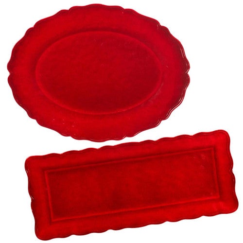 Festive Red Platters - Set of 2