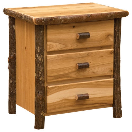 XL Hickory Three Drawer Nightstand