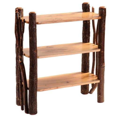 Hickory Open Bookshelf with Twig Accents