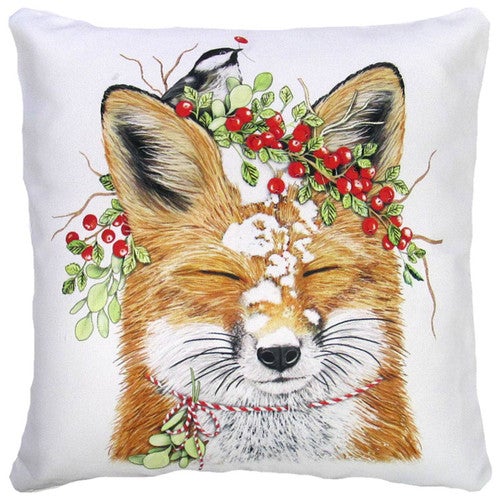 Winter Fox with Berries Indoor/Outdoor Pillow