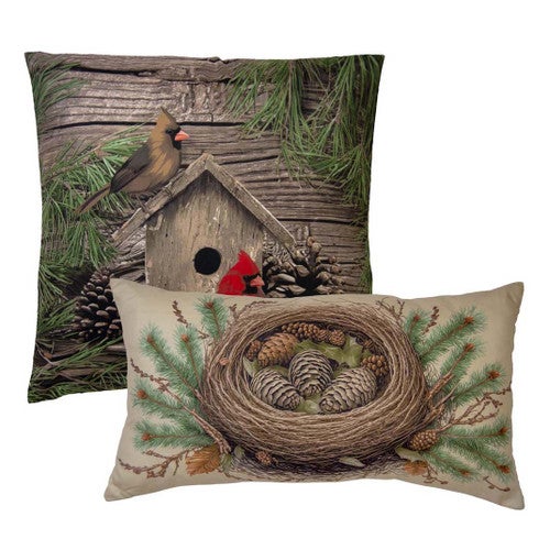 Evergreen Cardinals Pillows - Set of 2