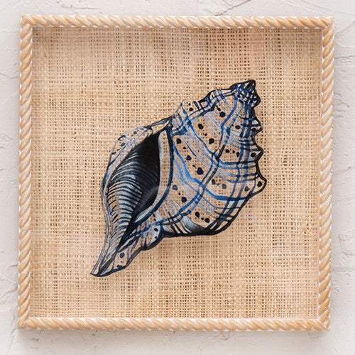 Indigo Conch Burlap Framed Wall Art - CLEARANCE