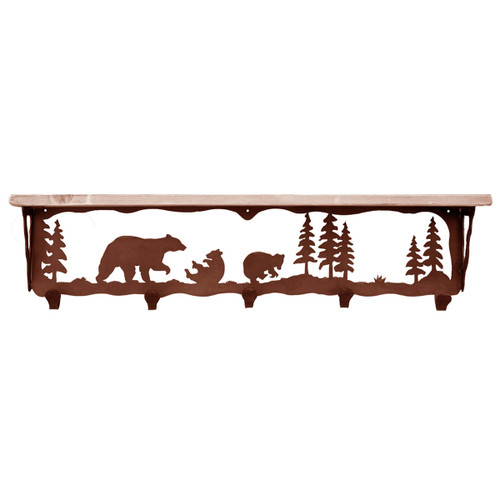 Bear Family Coat Rack with Shelf - 34 Inch