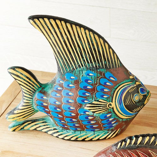 Blue Fish Clay Sculpture - CLEARANCE