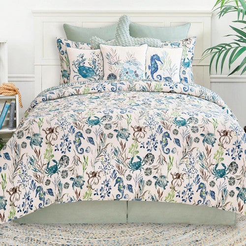 Sea Garden Quilt Bed Set - Full/Queen - OVERSTOCK