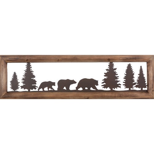 Bear Family Metal & Wood Wall Art