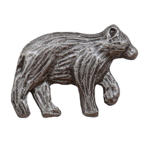 Walking Bear Cabinet Knobs - Set of 2 - Nose Facing Right - Pewter - CLEARANCE