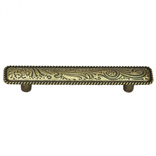 Engraved Flower Cabinet Pulls - Set of 2 - 5 Inch - Oil Rubbed Bronze - CLEARANCE