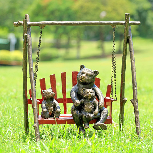 Bear Family Swing Garden Sculpture