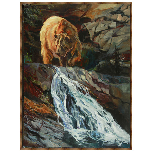 Bear Fishing Framed Canvas