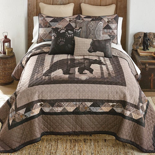 Black Bear Mist Quilt Bed Set - Queen