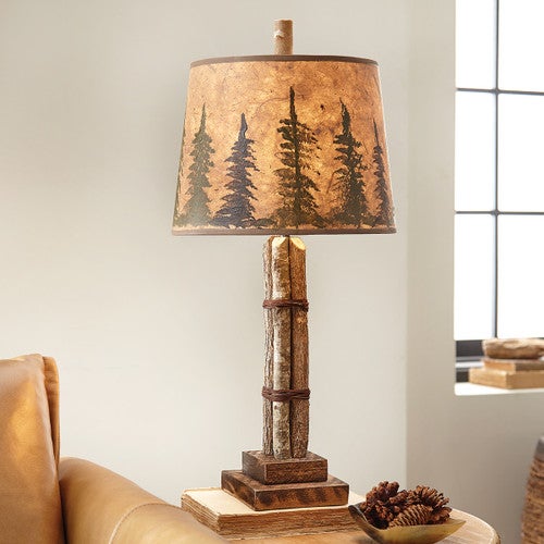 Forest Branch Table Lamp with Painted Shade