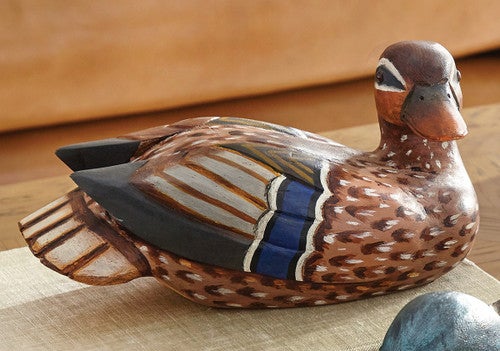 Mallard Duck Wood Decoy Decor - Female