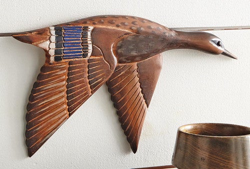 Wings Down Mallard Duck Wood Wall Hanging - Female