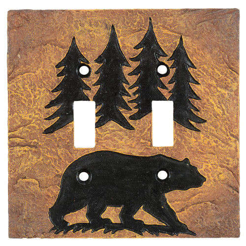 Bear Forest Stone Double Switch Cover