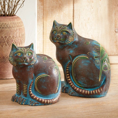 Santa Fe Clay Cats Sculptures (Set of 2)