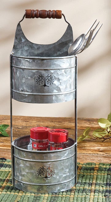 Galvanized Prairie 2 Tier Caddy
