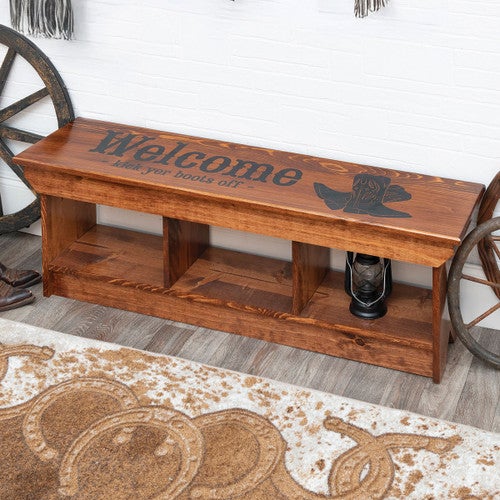 Welcome Boots Cubby Bench