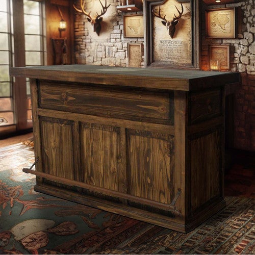 Saloon Bar with Footrail - Brown