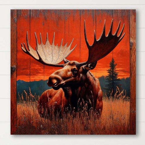 Dusklight Meadow Moose Canvas