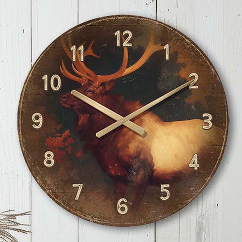 Rustic Elk Wall Clock
