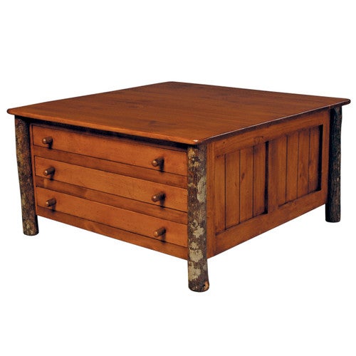 Black Forest Six Drawer Hickory Cocktail Table